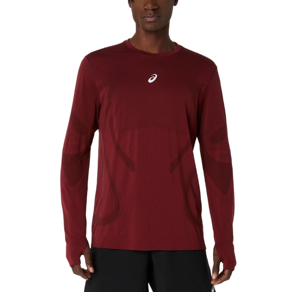 Men's Running Shirt Asics Road Seamless Shirt  Dark Red Planet 2011D356200