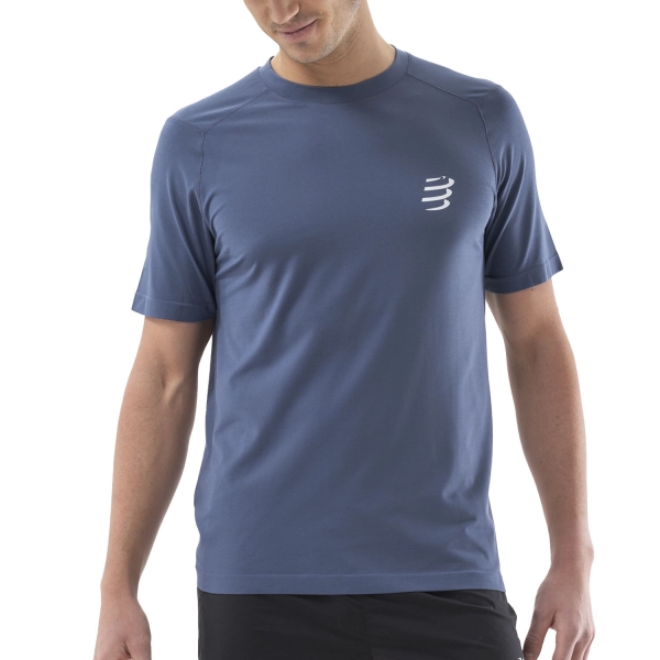 Men's Running T-Shirt Compressport Performance Logo TShirt  Indigo ATSM4925123